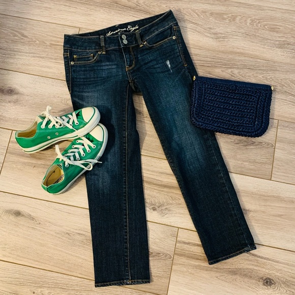 American Eagle Womens Artist Cropped Denim Jeans Size 2 Dark Wash Stretc… - Picture 4 of 16